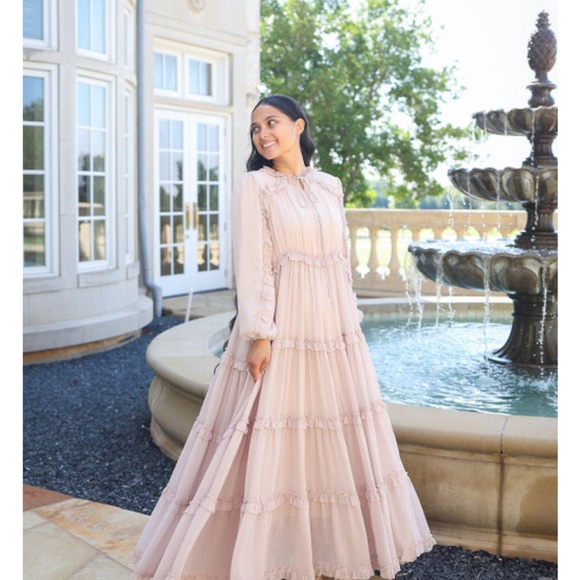 Dainty Jewells Blush Long Sleeve Ruffle Dress - Picture 2 of 2